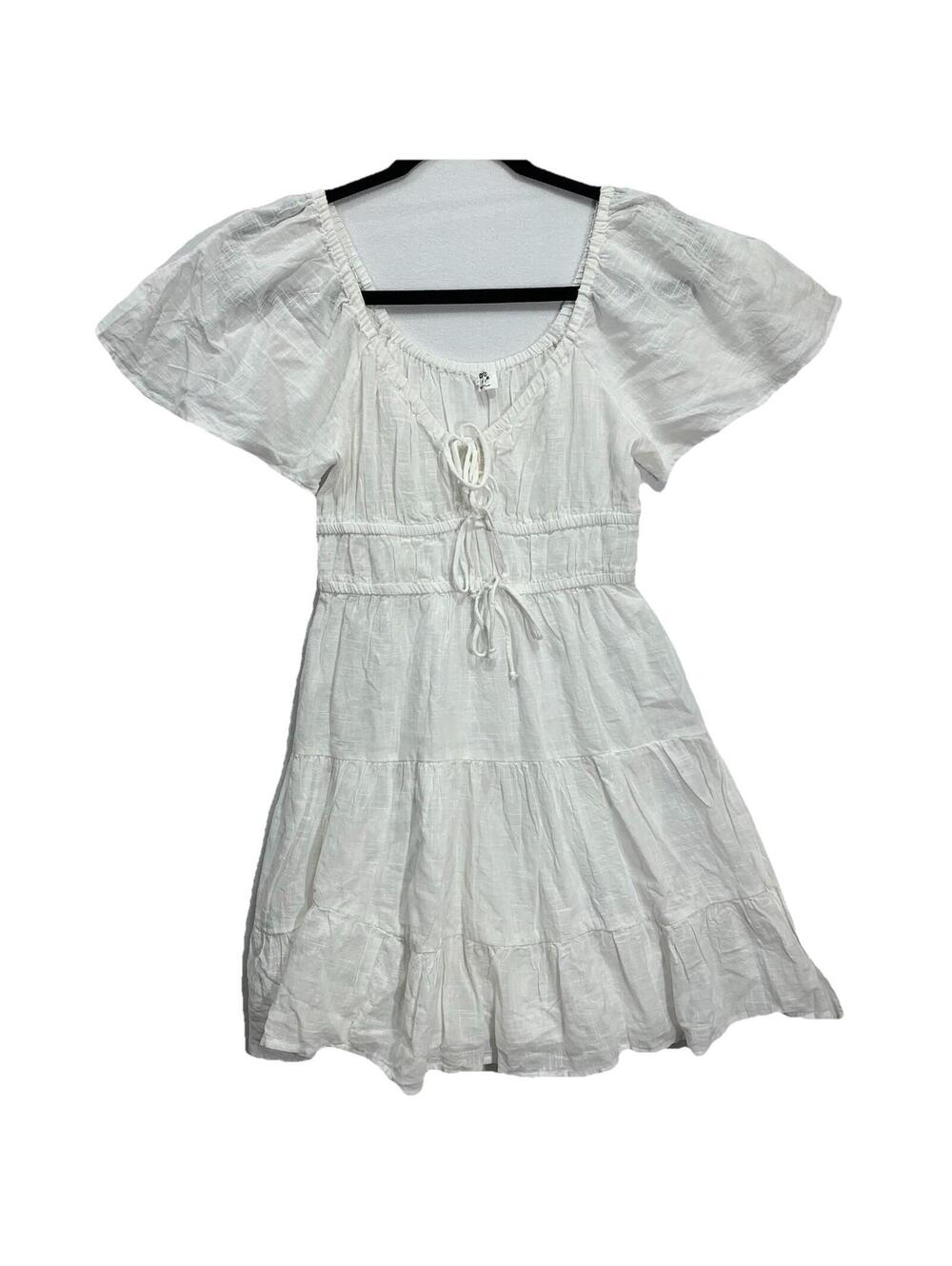 Cotton On Dress Womens XS White Boho Smocked Tiered Gauze Mini Peasant 2055952